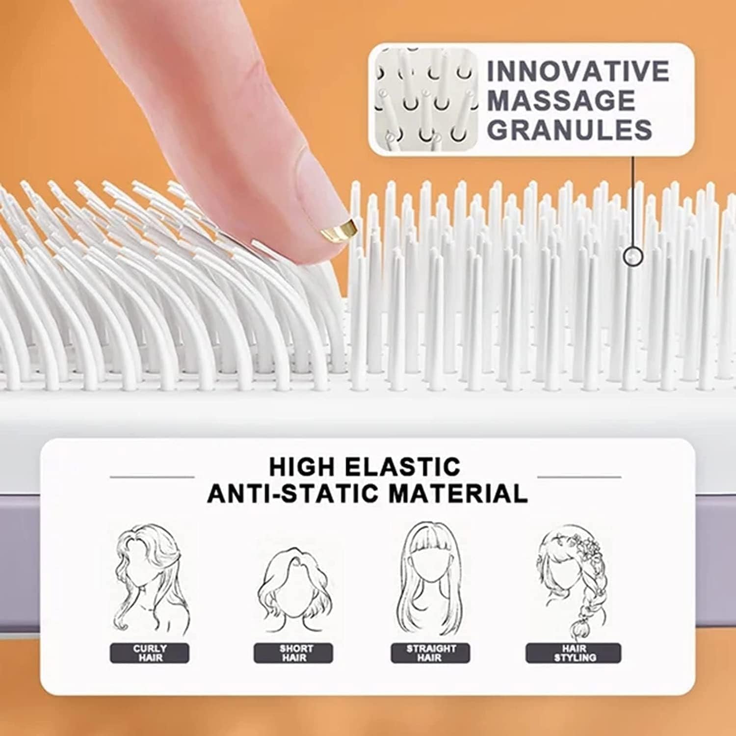 Self-Cleaning Hair Comb ? Detangling Brush with One-Click Hair Removal Button, Anti-Static Scalp Massage Comb for Wet & Dry Hair, Ideal for Women, Men & Kids