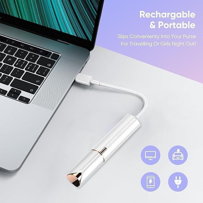 4 in 1 Facial Hair Remover ? Flawless Painless Electric Face Hair Trimmer for Women, Eyebrow, Nose, Upper Lip & Body Grooming Tool with USB Rechargeable Design