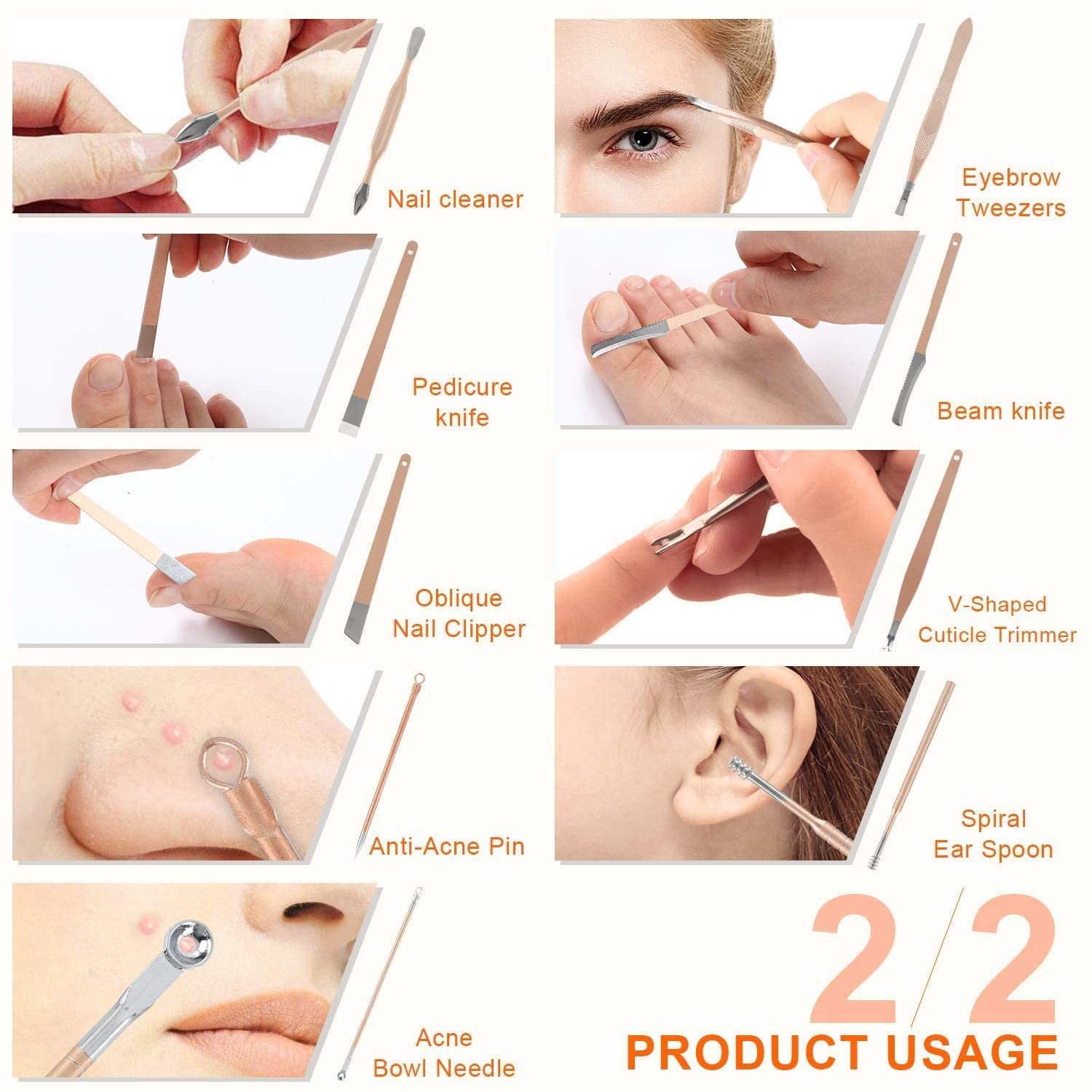 18 PCS Manicure Kit ? Professional Stainless Steel Nail Clippers Set with Grooming Tools for Manicure, Pedicure, Eyebrow, Ear & Facial Care, Portable Travel Case for Men & Women