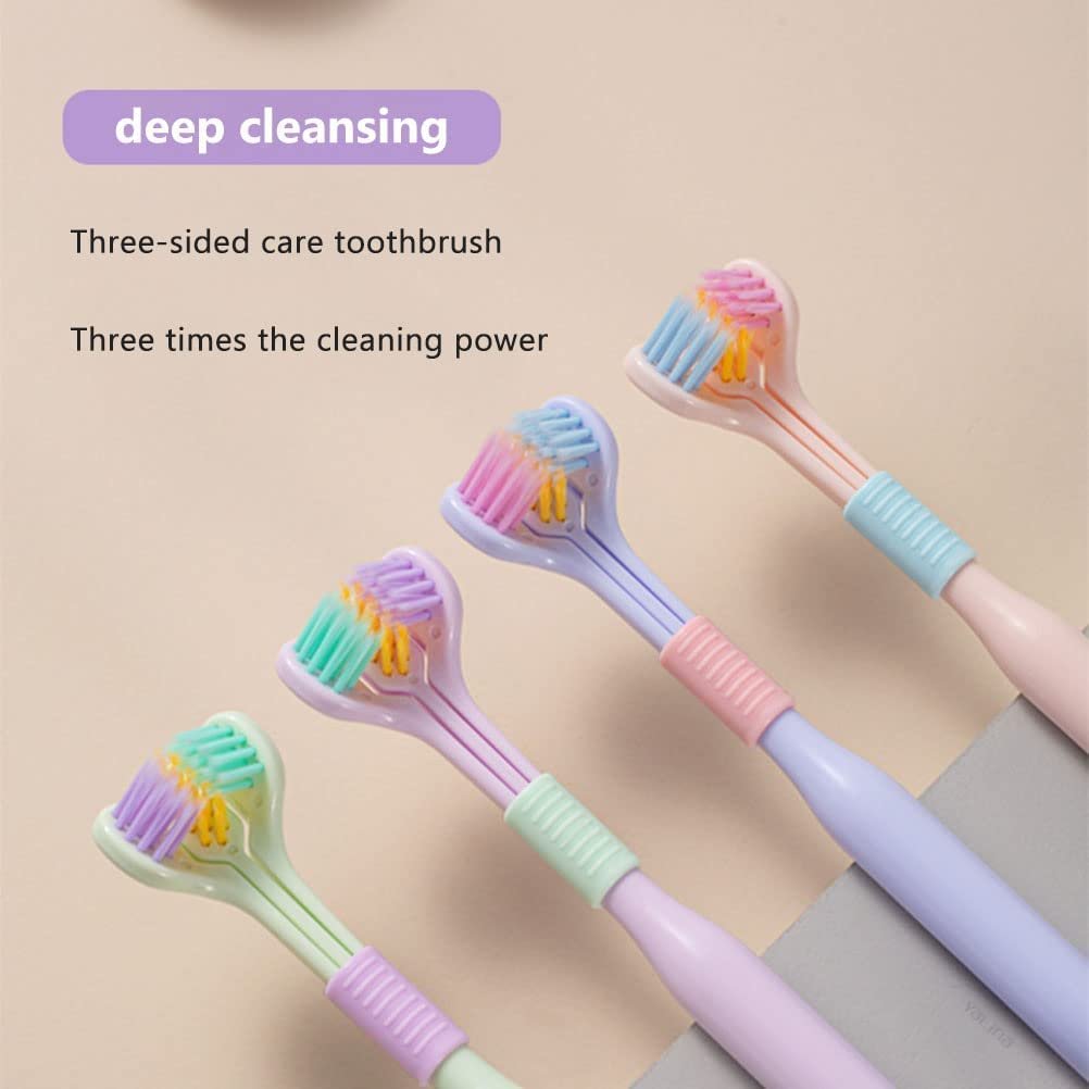 3-Sided Toothbrush ? Triple-Surface Bristles for 360? Teeth Cleaning, Soft Bristles for Kids & Adults, Ergonomic Grip, Dentist-Recommended Oral Care Brush