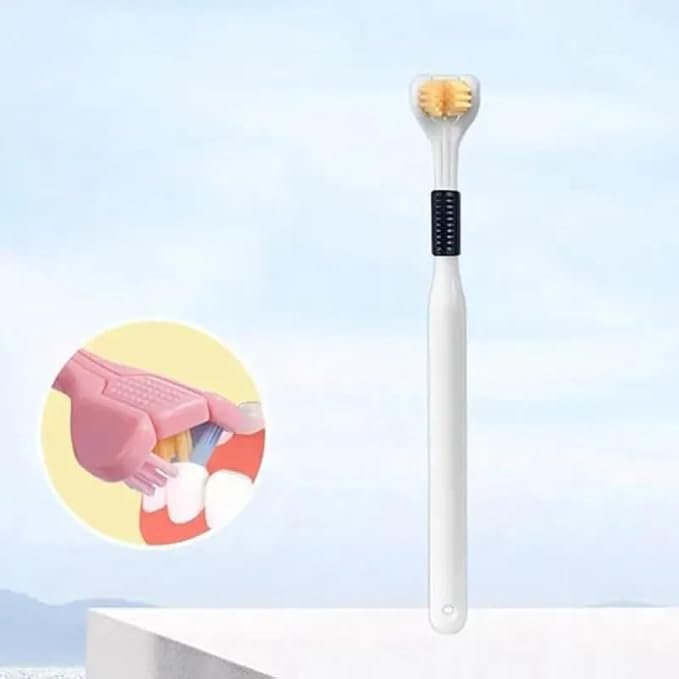 3-Sided Toothbrush ? Triple-Surface Bristles for 360? Teeth Cleaning, Soft Bristles for Kids & Adults, Ergonomic Grip, Dentist-Recommended Oral Care Brush