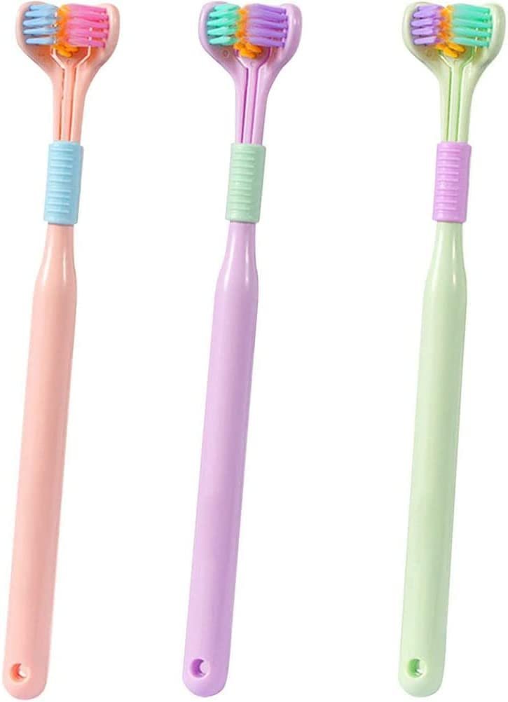 3-Sided Toothbrush ? Triple-Surface Bristles for 360? Teeth Cleaning, Soft Bristles for Kids & Adults, Ergonomic Grip, Dentist-Recommended Oral Care Brush