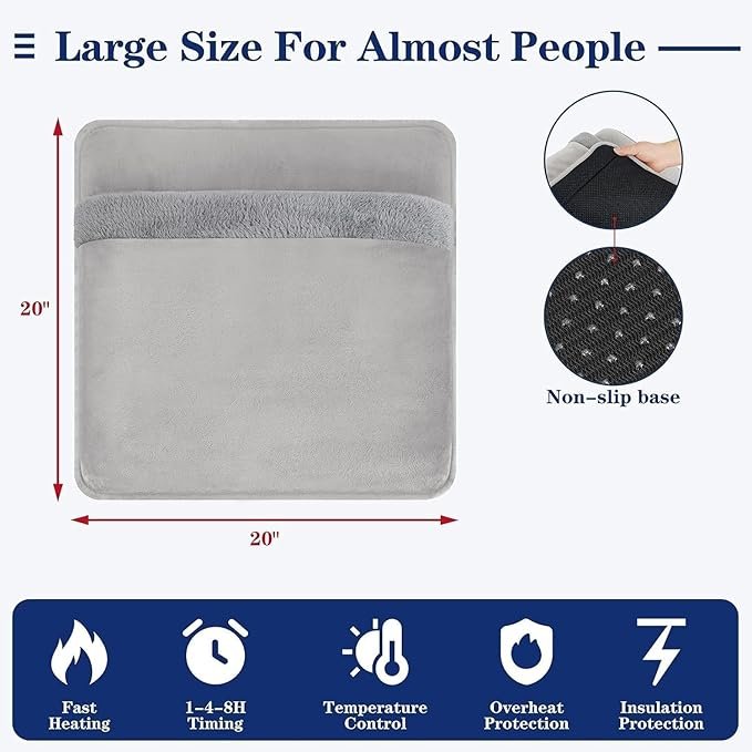 Electric Foot Warmer ? Soft Heated Foot Pad with Adjustable Temperature & Auto Shut-Off, USB Powered Foot Heating Pad for Home, Office & Winter Relief