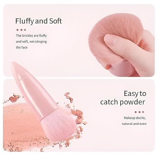 Makeup Brush with Built-in Mirror ? Compact 2-in-1 Travel Beauty Brush for Face, Blush & Powder, Portable Folding Design for Purse, Travel & Daily Use