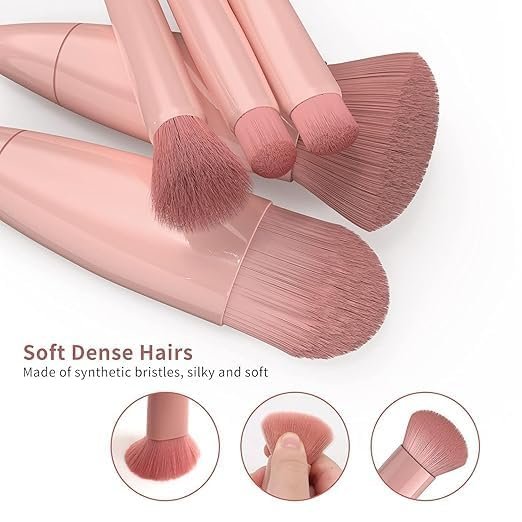 Makeup Brush with Built-in Mirror ? Compact 2-in-1 Travel Beauty Brush for Face, Blush & Powder, Portable Folding Design for Purse, Travel & Daily Use