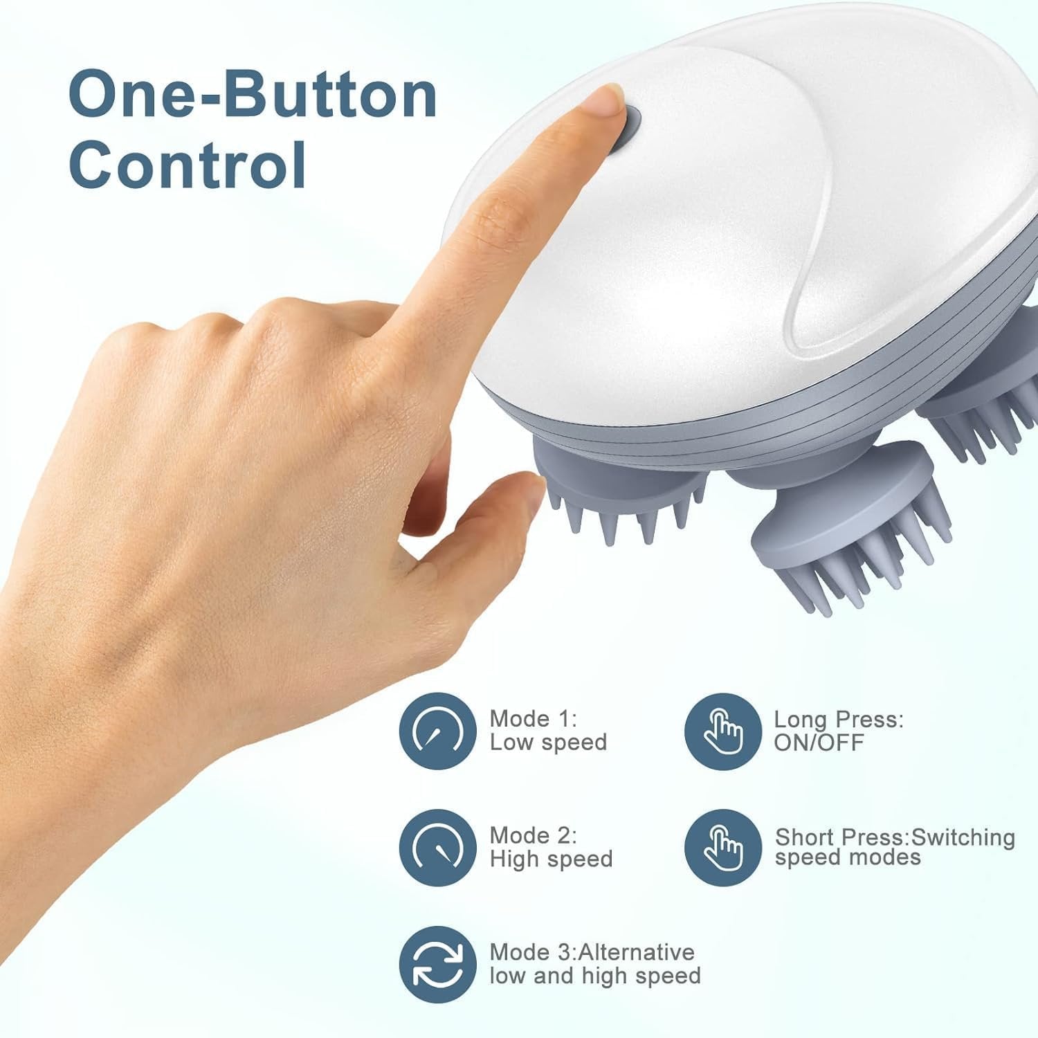 Electric Scalp Massager ? Rechargeable Head Massager with 4 Massage Nodes, Waterproof & Cordless, Promotes Hair Growth, Relieves Stress & Improves Blood Circulation