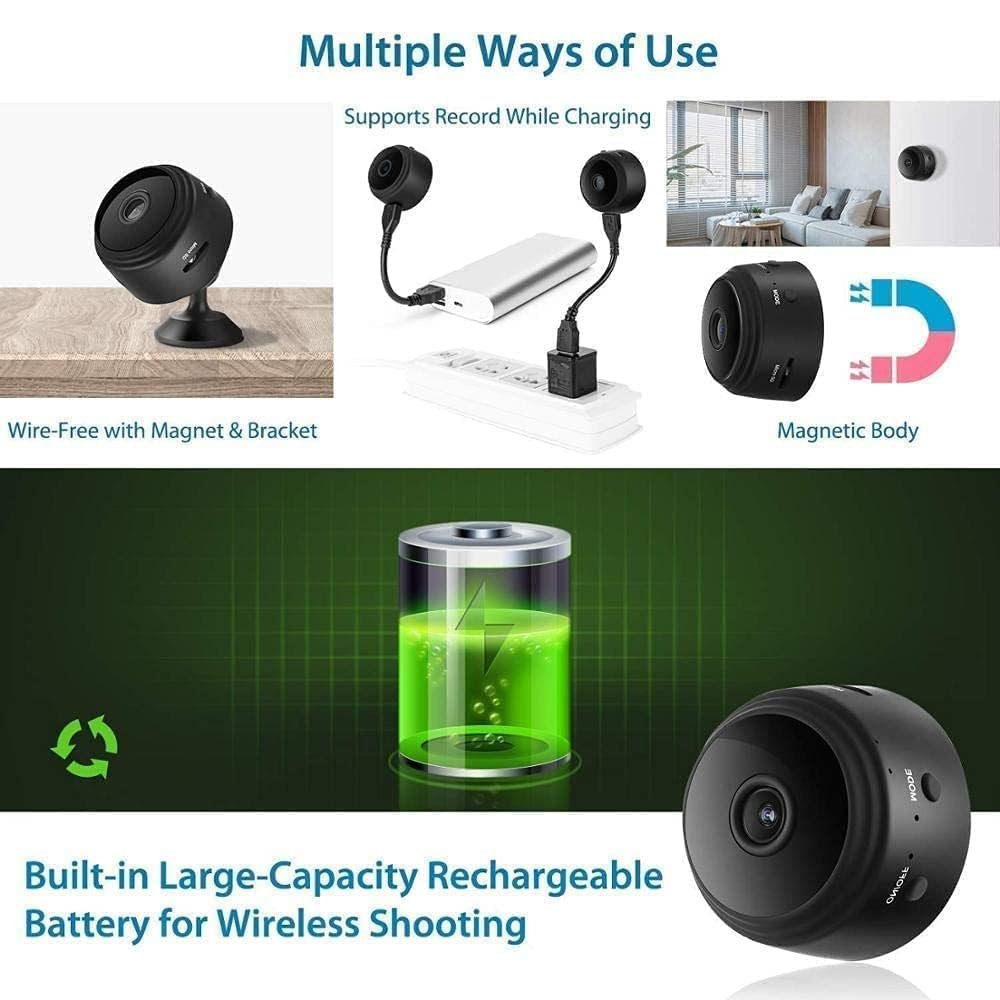Wireless A9 Mini Camera ? HD WiFi Spy Camera with Night Vision & Motion Detection, Remote View via App, Small Security Camera for Home, Office & Car