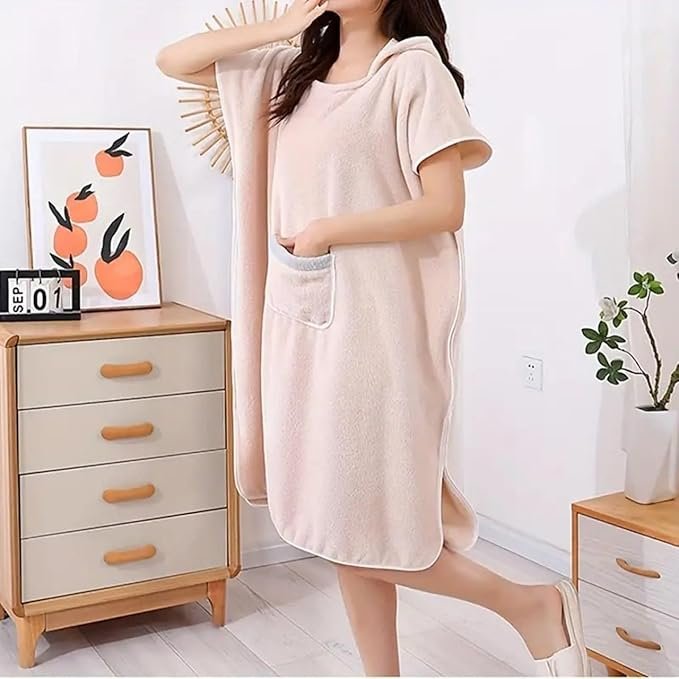 Wearable Bathrobe ? Ultra-Soft Absorbent Towel Robe for Men & Women, Quick-Dry Microfiber Robe with Pockets & Belt for Spa, Bath & Travel