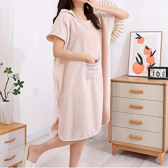 Wearable Bathrobe ? Ultra-Soft Absorbent Towel Robe for Men & Women, Quick-Dry Microfiber Robe with Pockets & Belt for Spa, Bath & Travel