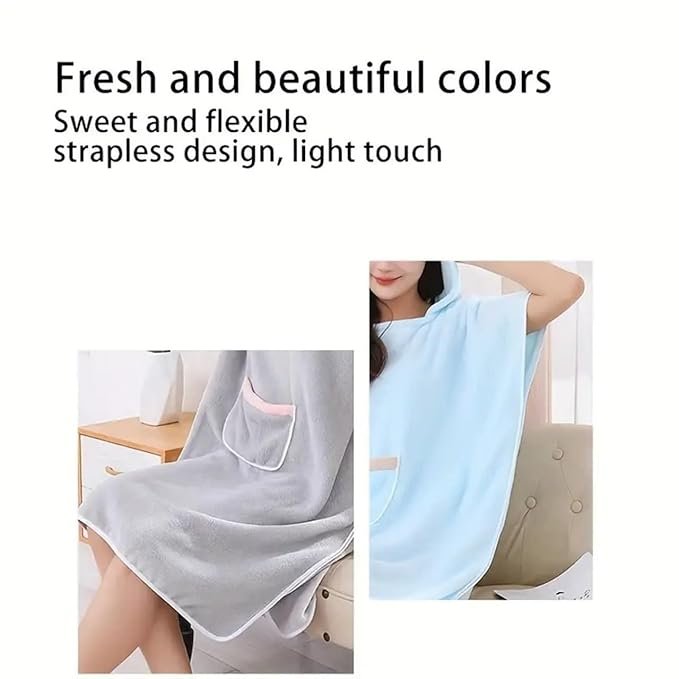 Wearable Bathrobe ? Ultra-Soft Absorbent Towel Robe for Men & Women, Quick-Dry Microfiber Robe with Pockets & Belt for Spa, Bath & Travel