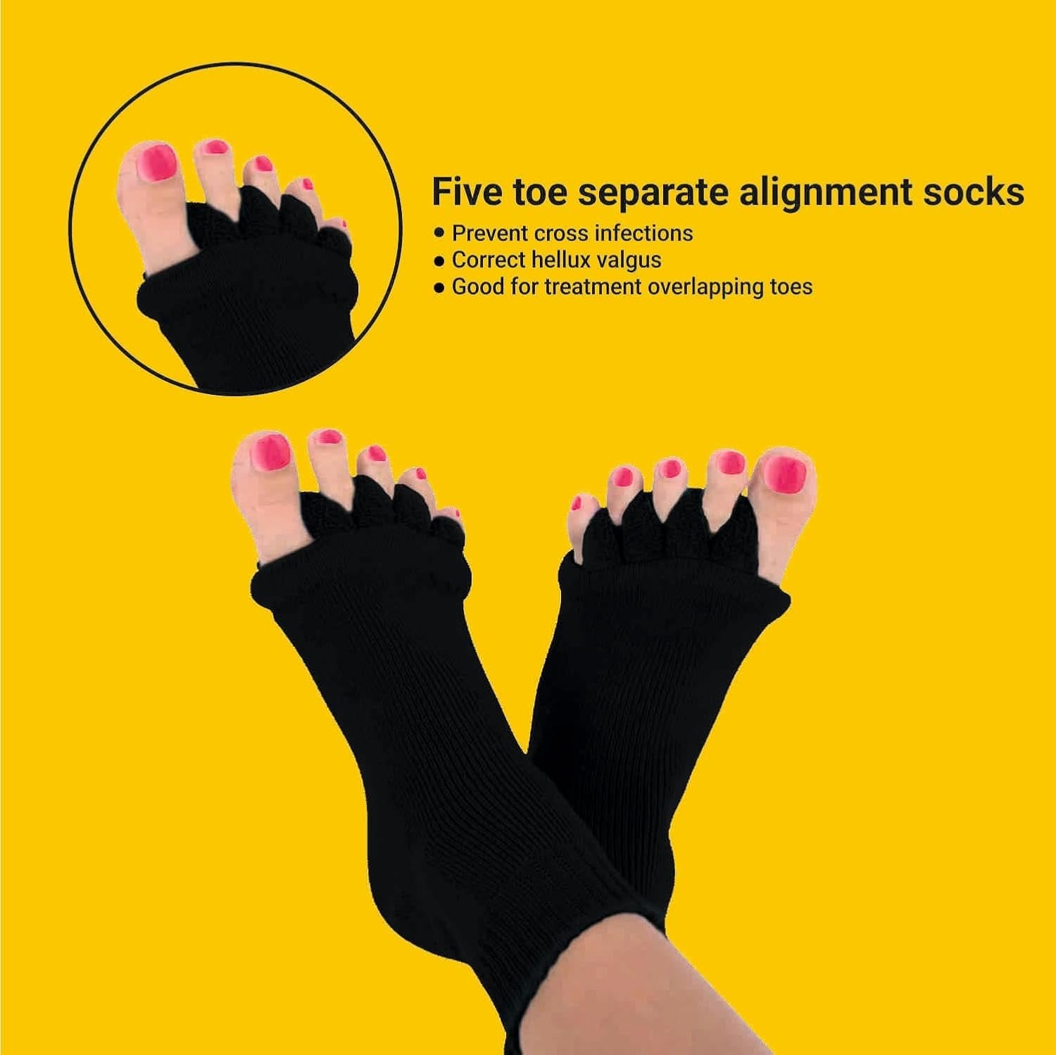 Foot Alignment Socks ? Toe Separator Socks for Bunions, Hammer Toe & Foot Pain Relief, Comfortable Stretch Therapy Socks for Men & Women