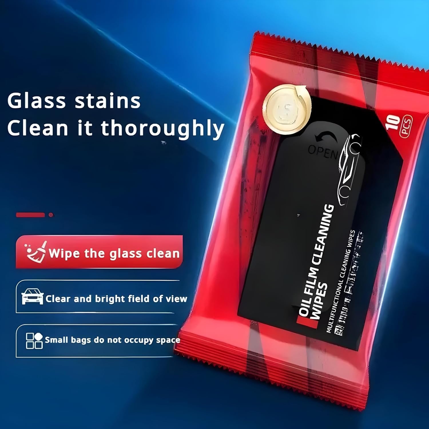 Oil Film Wipes ? Anti-Fog & Oil Remover Wipes for Car Windshield, Glass & Mirrors, Streak-Free Cleaner for Clear Visibility (Pack of 30/50/100)