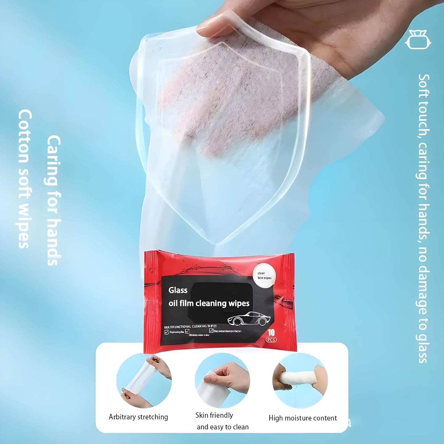 Oil Film Wipes ? Anti-Fog & Oil Remover Wipes for Car Windshield, Glass & Mirrors, Streak-Free Cleaner for Clear Visibility (Pack of 30/50/100)