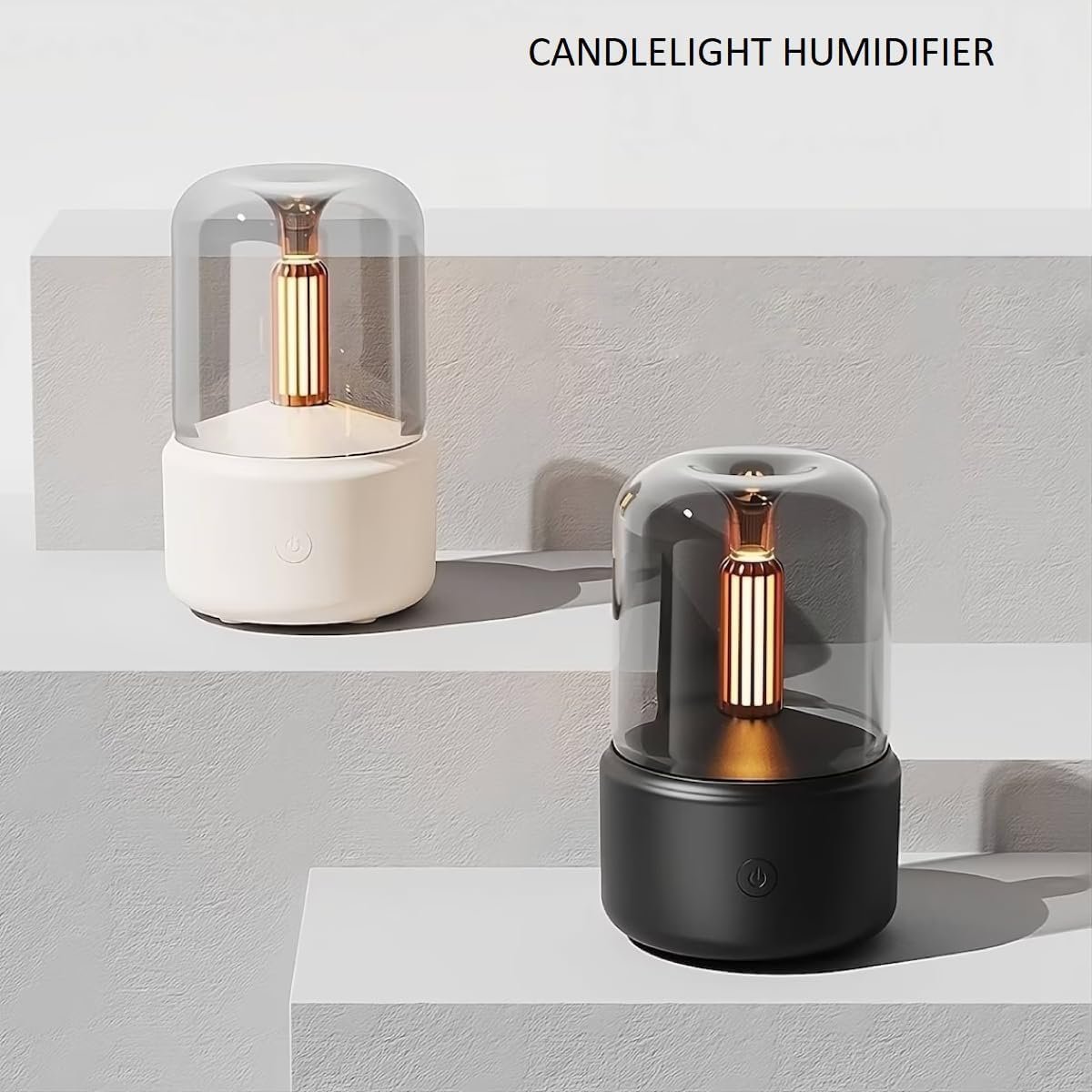 Candlelight Humidifier ? Flame Effect Cool Mist Aroma Diffuser with LED Light, USB Rechargeable Mini Air Humidifier for Bedroom, Office & Home D?cor