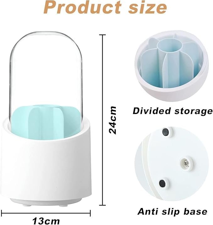 360 Rotating Makeup Brush Holder ? Spinning Cosmetic Organizer with Multiple Compartments, Space-Saving Vanity Storage for Brushes, Lipsticks & Tools