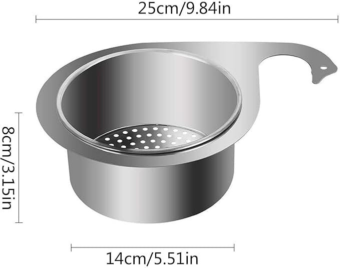 Steel Sink Strainer Basket ? Stainless Steel Drain Filter with Fine Mesh, Anti-Clog Hair & Food Catcher for Kitchen Sink & Bathroom Drains