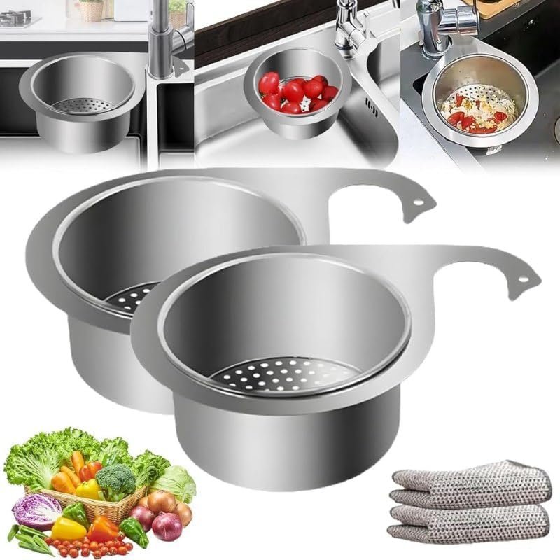 Steel Sink Strainer Basket ? Stainless Steel Drain Filter with Fine Mesh, Anti-Clog Hair & Food Catcher for Kitchen Sink & Bathroom Drains