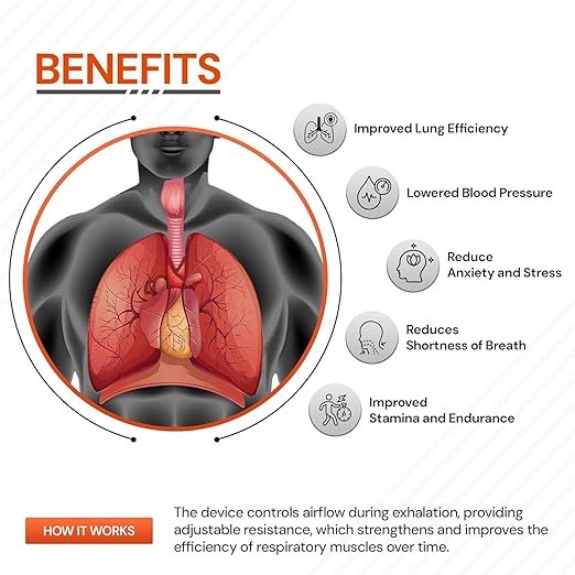 Lung Breathing Trainer ? Respiratory Exercise Device for Lung Capacity & Endurance, Portable Lung Exerciser for Adults, Seniors & Athletes