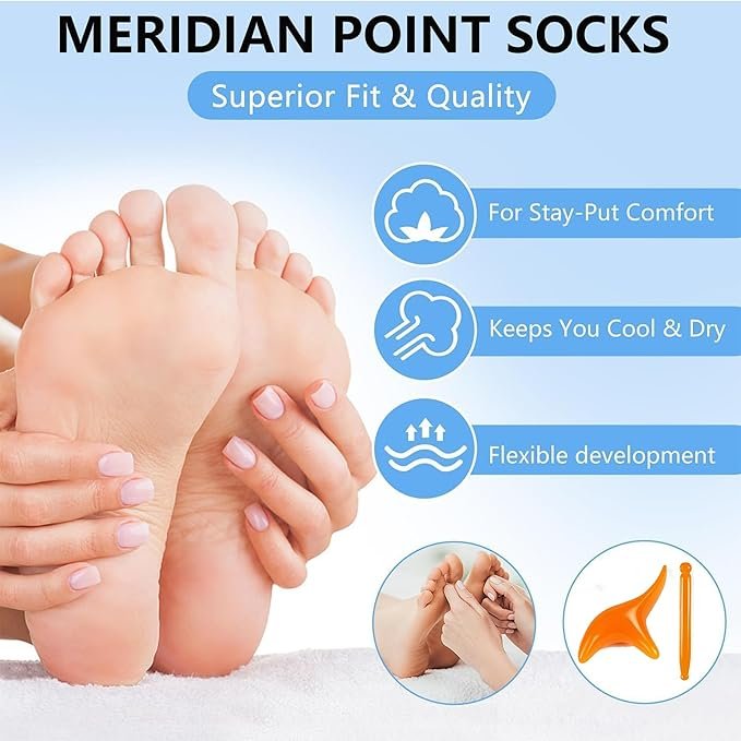 Acupressure Socks with Stick ? Reflexology Foot Massage Socks for Pain Relief & Relaxation, Includes Acupuncture Point Stick for Daily Therapy