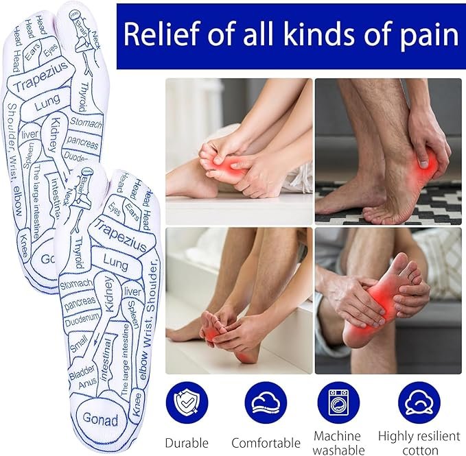 Acupressure Socks with Stick ? Reflexology Foot Massage Socks for Pain Relief & Relaxation, Includes Acupuncture Point Stick for Daily Therapy