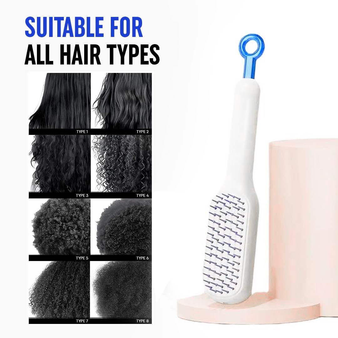 Self Cleaning Hair Brush ? Detangling Comb with One-Click Hair Removal, Anti-Static Scalp Massage Brush for All Hair Types, Women & Men