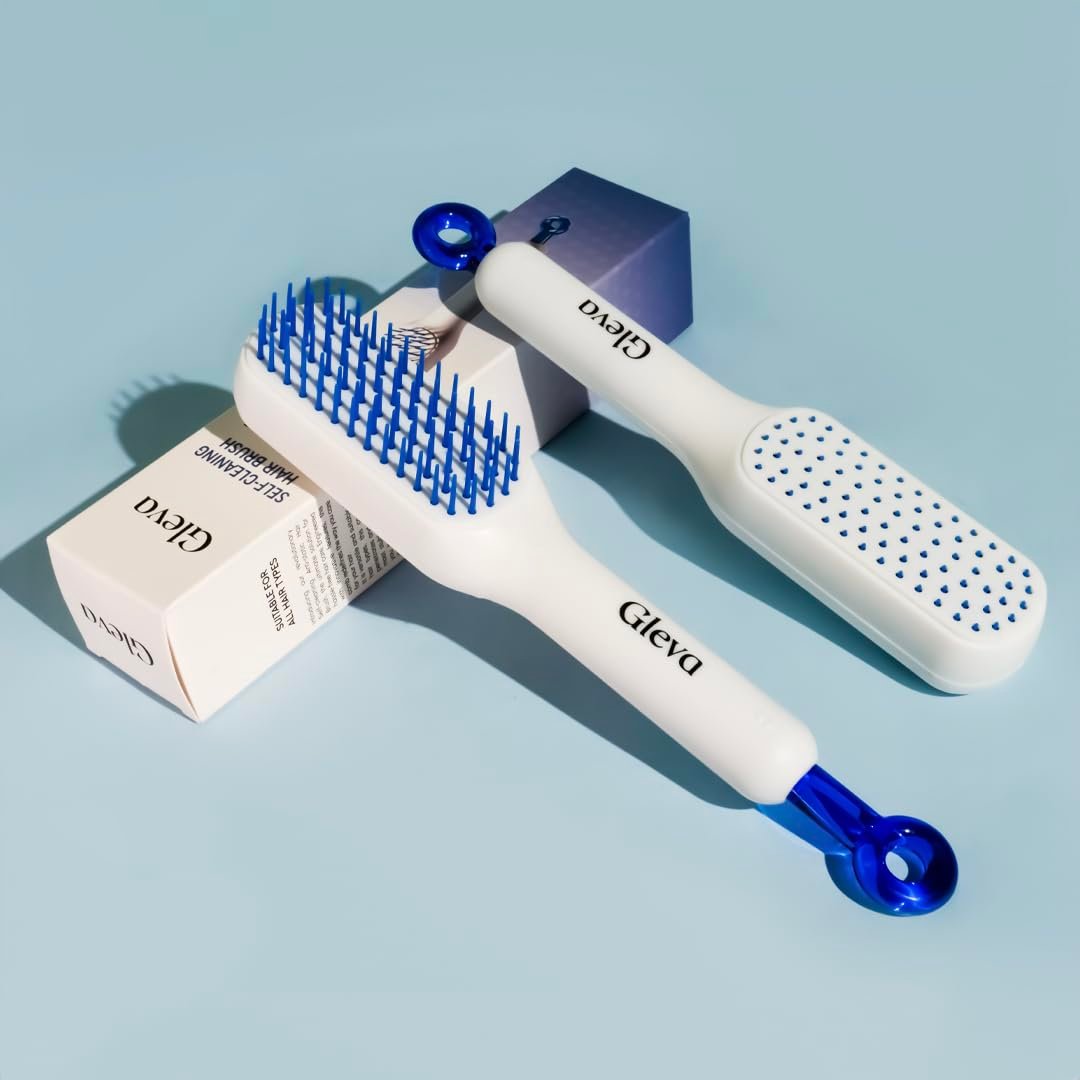 Self Cleaning Hair Brush ? Detangling Comb with One-Click Hair Removal, Anti-Static Scalp Massage Brush for All Hair Types, Women & Men