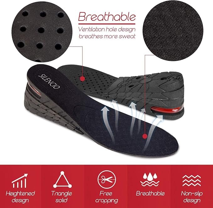 4 Layer Shoe Insole Pair ? Adjustable Height Increase Insoles for Men & Women, Comfortable Shock-Absorbing Heel Lift Inserts for All Footwear