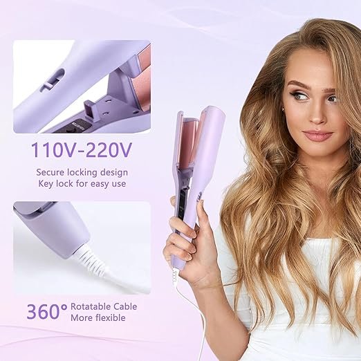 Wavy Hair Curler ? 3 Barrel Hair Waver Iron for Beach Waves, Fast Heating Ceramic Curling Tool with Adjustable Temperature for All Hair Types