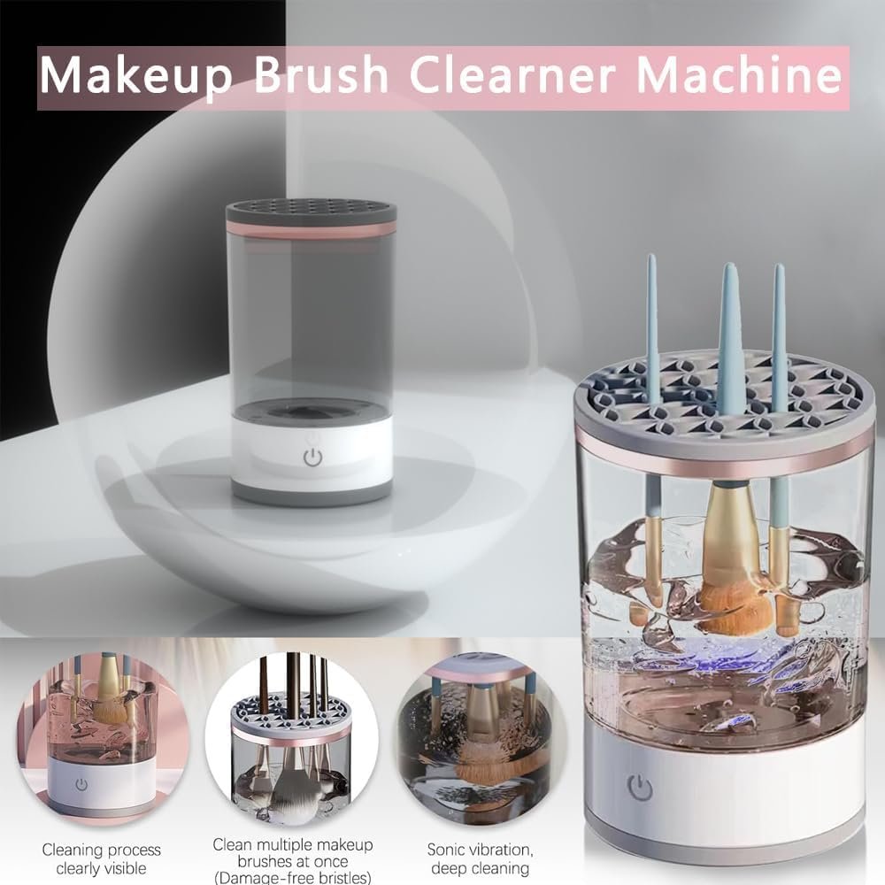 Makeup Brush Cleaner ? Electric Spin Brush Cleaning Machine with Bowl & Dryer for Deep Cleaning | Fast & Easy Brush Washer for All Makeup Brushes