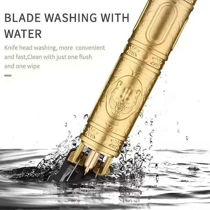 Professional Buddha Trimmer for Men ? Cordless Hair & Beard Trimmer with T-Blade | Zero-Gapped, Rechargeable, Precision Clipper for Fades, Edges & Detail Trimming (Gold Design)