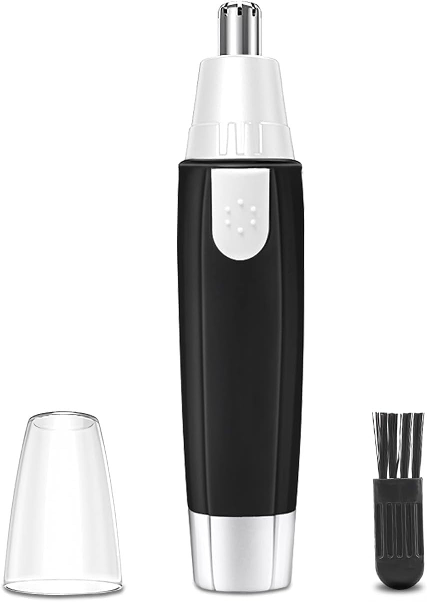 Nose Hair Trimmer for Men & Women ? Portable Electric Nose, Ear & Eyebrow Trimmer | Painless Stainless Steel Blades, Battery Operated, Compact & Travel-Friendly