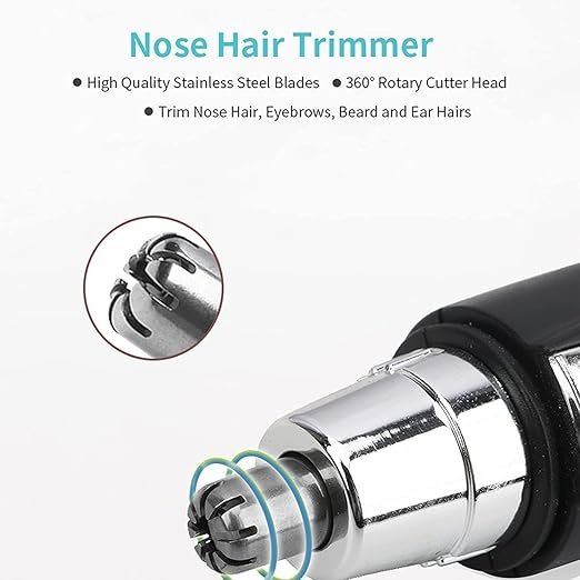 Nose Hair Trimmer for Men & Women ? Portable Electric Nose, Ear & Eyebrow Trimmer | Painless Stainless Steel Blades, Battery Operated, Compact & Travel-Friendly