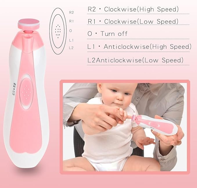 Baby Nail Trimmer with Safe Grinding Heads ? Electric Nail File for Newborns & Toddlers | Gentle, Quiet & Painless Nail Clipper with Storage Case (Plastic Box Packaging)