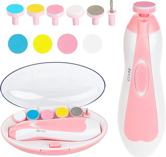 Baby Nail Trimmer with Safe Grinding Heads ? Electric Nail File for Newborns & Toddlers | Gentle, Quiet & Painless Nail Clipper with Storage Case (Plastic Box Packaging)