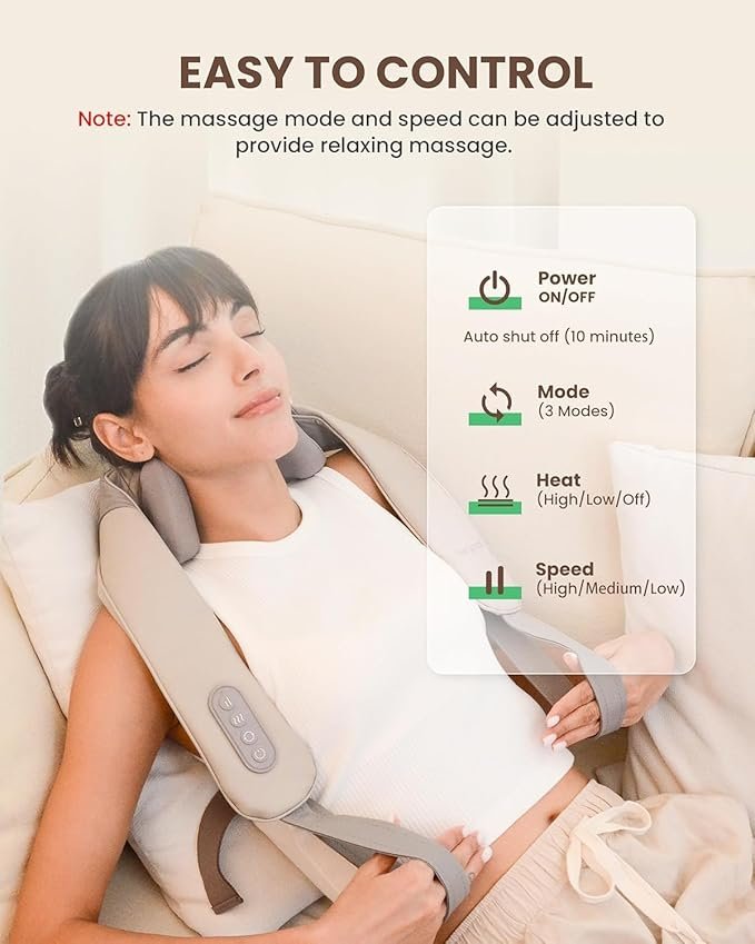 Neck and Shoulder Massager with Heat ? Deep Tissue 3D Kneading Massage Pillow | Electric Shiatsu Back Massager for Pain Relief & Relaxation at Home or Office