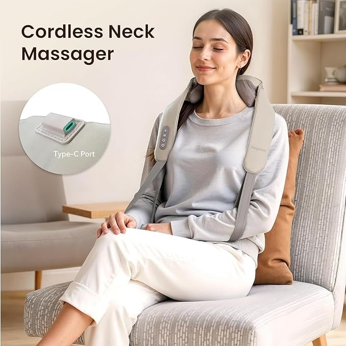 Neck and Shoulder Massager with Heat ? Deep Tissue 3D Kneading Massage Pillow | Electric Shiatsu Back Massager for Pain Relief & Relaxation at Home or Office