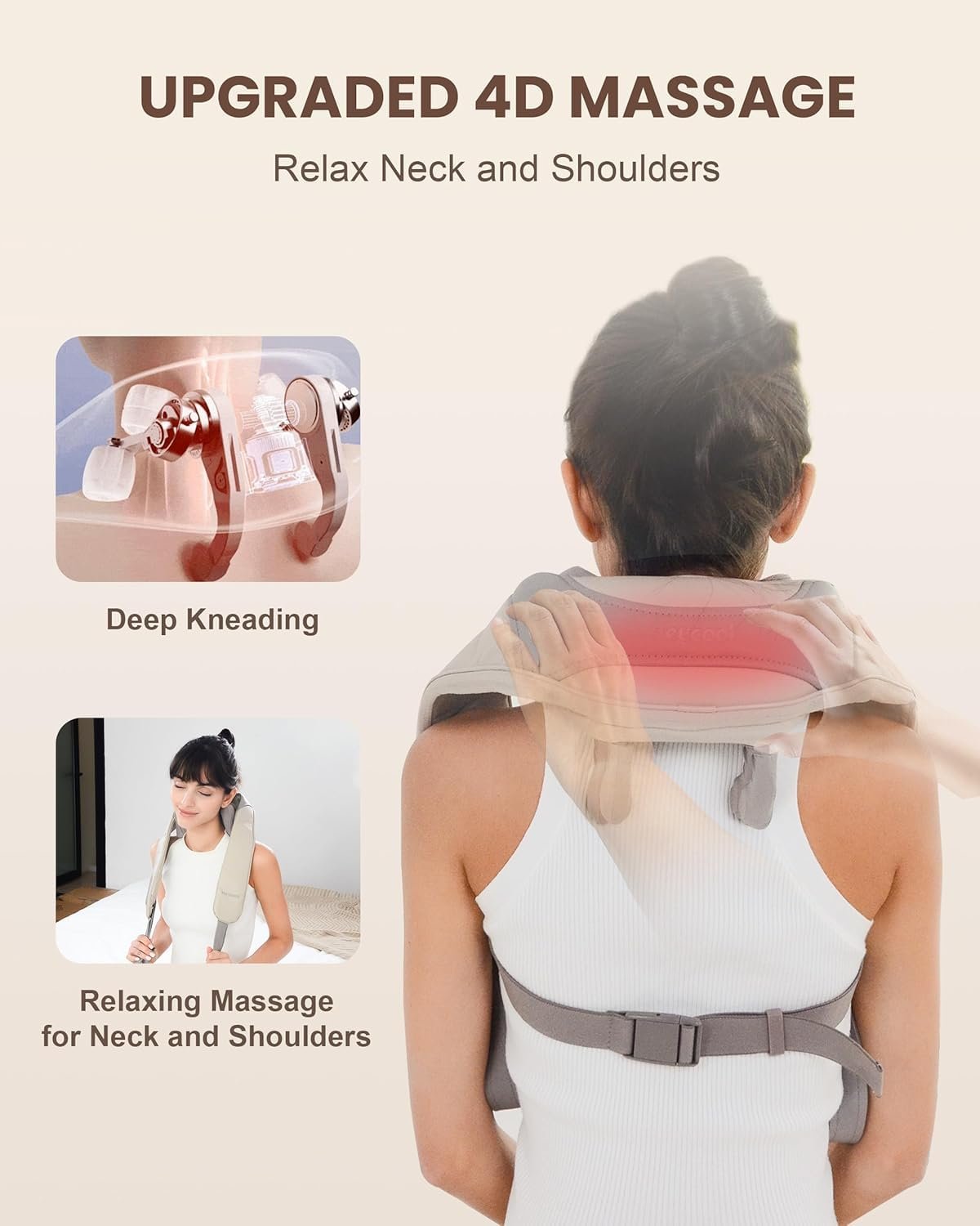 Neck and Shoulder Massager with Heat ? Deep Tissue 3D Kneading Massage Pillow | Electric Shiatsu Back Massager for Pain Relief & Relaxation at Home or Office