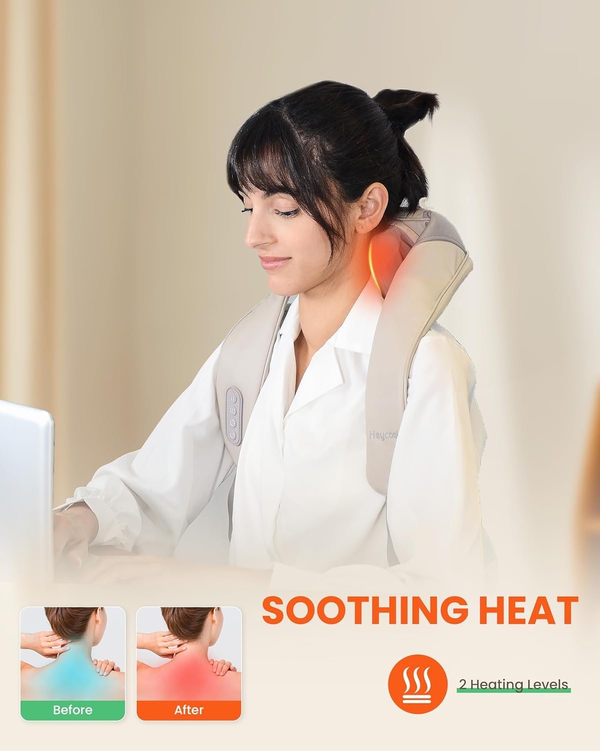 Neck and Shoulder Massager with Heat ? Deep Tissue 3D Kneading Massage Pillow | Electric Shiatsu Back Massager for Pain Relief & Relaxation at Home or Office