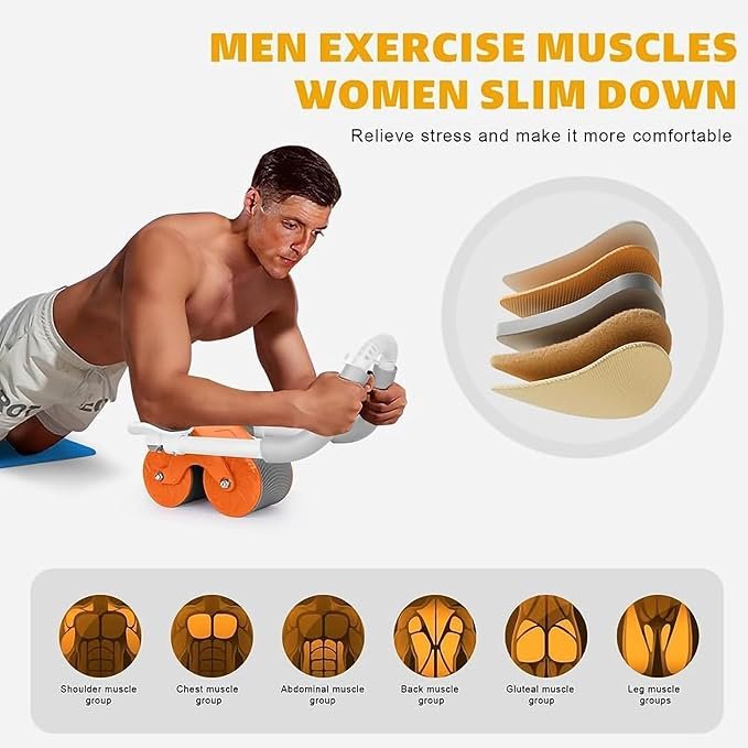 Abdominal Rebound Wheel ? Automatic Rebound Ab Roller with Knee Pad | Core Exercise Equipment for Home Workout, Abs & Full Body Training