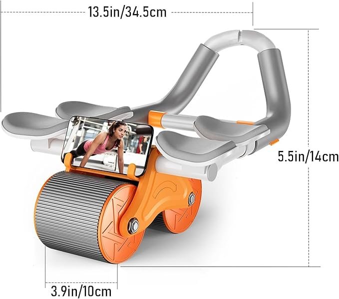 Double Support Abdominal Rebound Wheel ? Dual-Wheel Ab Roller with Automatic Rebound & Knee Pad | Core & Upper Body Trainer for Home Workouts