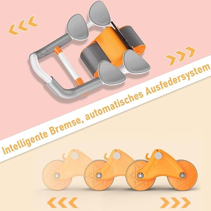 Double Support Abdominal Rebound Wheel ? Dual-Wheel Ab Roller with Automatic Rebound & Knee Pad | Core & Upper Body Trainer for Home Workouts