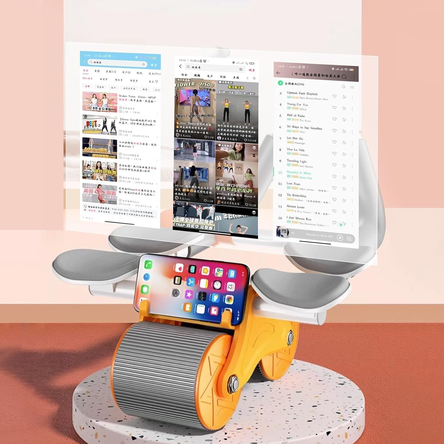 Double Support Abdominal Rebound Wheel ? Dual-Wheel Ab Roller with Automatic Rebound & Knee Pad | Core & Upper Body Trainer for Home Workouts