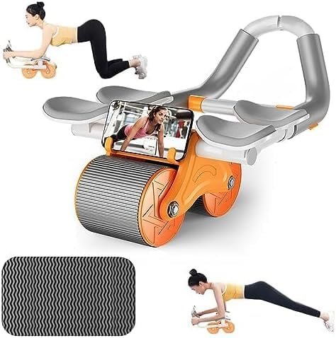 Double Support Abdominal Rebound Wheel ? Dual-Wheel Ab Roller with Automatic Rebound & Knee Pad | Core & Upper Body Trainer for Home Workouts