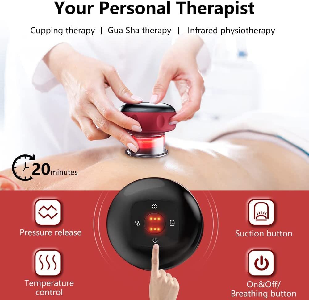 Electric Cupping Therapy Set ? Smart Cupping Massager with Red Light & Adjustable Suction | Rechargeable Body Muscle Relaxation Device for Back, Neck, Shoulder Pain Relief