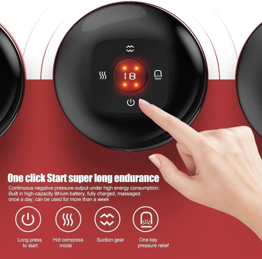 Electric Cupping Therapy Set ? Smart Cupping Massager with Red Light & Adjustable Suction | Rechargeable Body Muscle Relaxation Device for Back, Neck, Shoulder Pain Relief