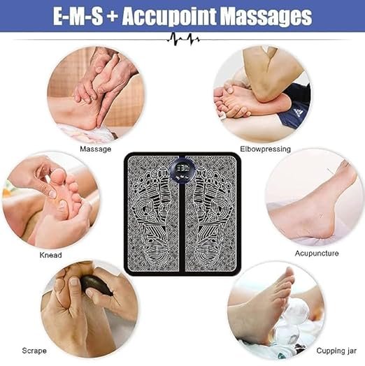 EMS Foot Massager Pad ? Portable Electric Foot Circulation Stimulator for Pain Relief & Relaxation | Foldable Muscle Stimulator Mat for Home, Office & Travel Use