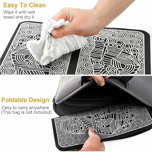 EMS Foot Massager Pad ? Portable Electric Foot Circulation Stimulator for Pain Relief & Relaxation | Foldable Muscle Stimulator Mat for Home, Office & Travel Use
