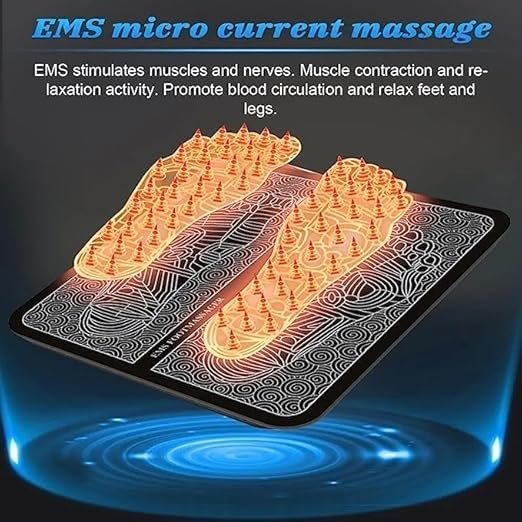EMS Foot Massager Pad ? Portable Electric Foot Circulation Stimulator for Pain Relief & Relaxation | Foldable Muscle Stimulator Mat for Home, Office & Travel Use
