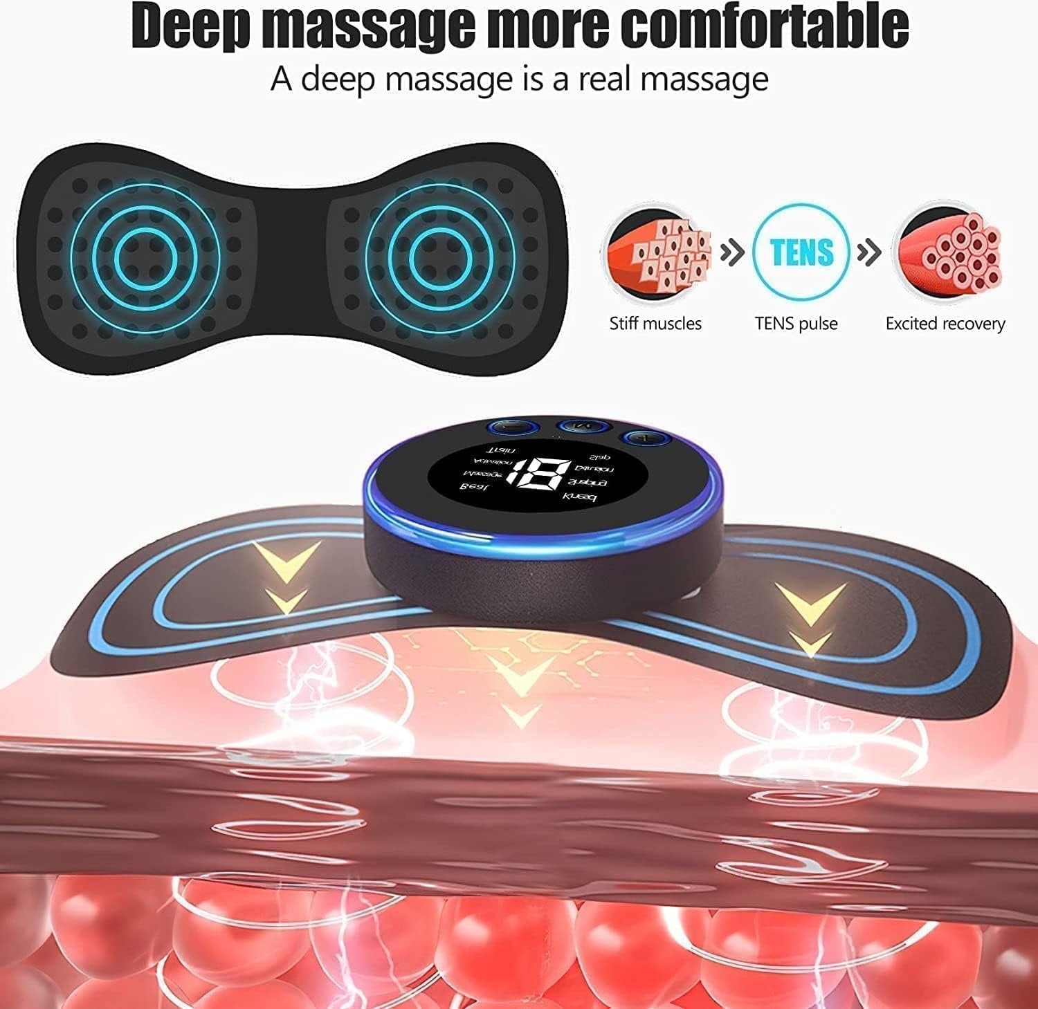 EMS Body Massager ? Wireless Muscle Stimulator for Pain Relief, Fat Burning & Muscle Toning | Portable Rechargeable Pads for Abdomen, Arms, Legs & Back