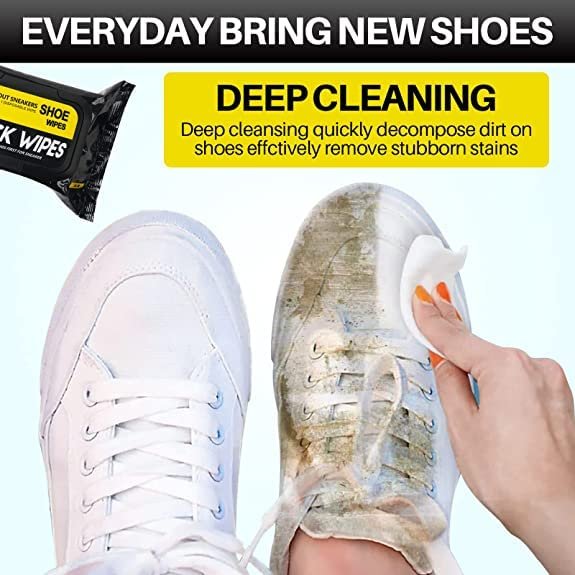 Shoe Cleaning Wipes (Pack of 80) ? Quick Shine Shoe Wipes for Sneakers, Leather, Suede & Canvas | Portable Disposable Shoe Polish Towelettes for Instant Clean